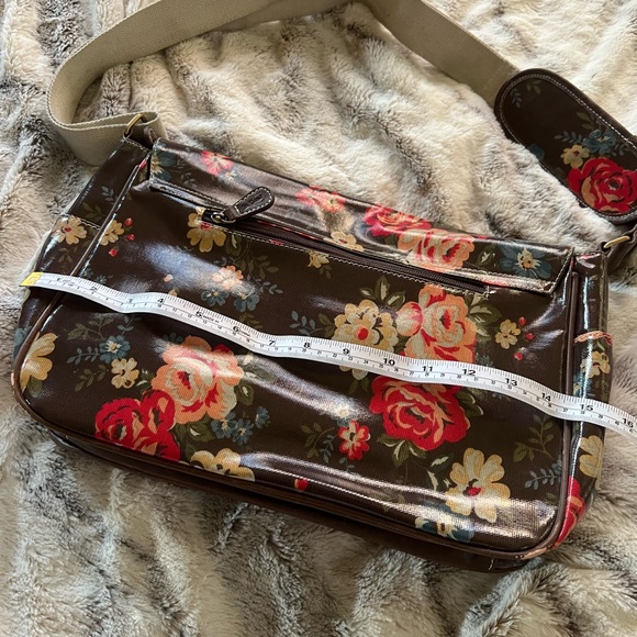 Cath Kidston Brown Floral Crossbody Messenger Bag with Cream Strap - Picture 8 of 9